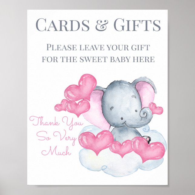Affiche Symbole de la table cadeau Baby shower Eléphant fi (Devant)