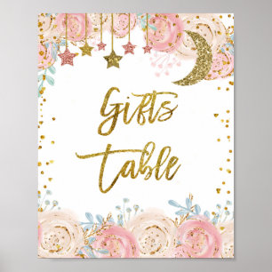 Affiche Symbole de la table Cadeaux étoile scintillante or