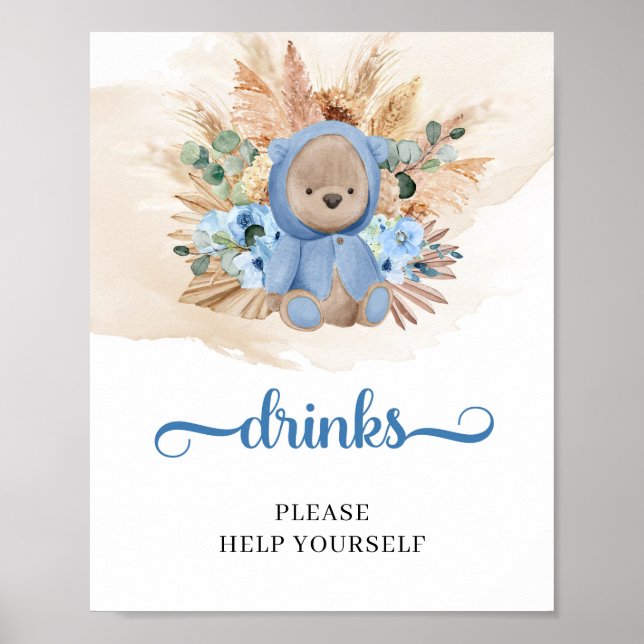 Affiche Symbole de la table de boisson de l'ours en peluch (Devant)