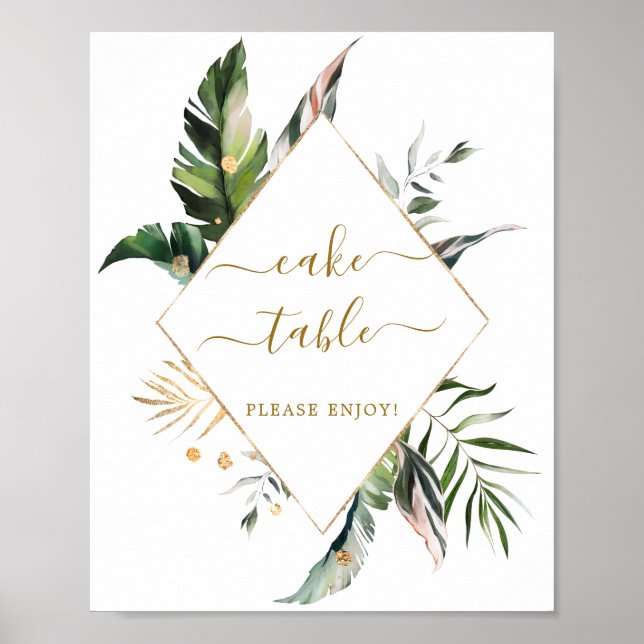 Affiche Symbole de la table de gâteau Feuille tropicale (Devant)