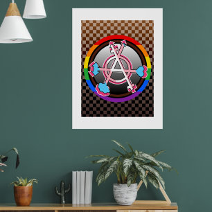 Affiche Symbole de l'anarchie du genre, emblème sur damier