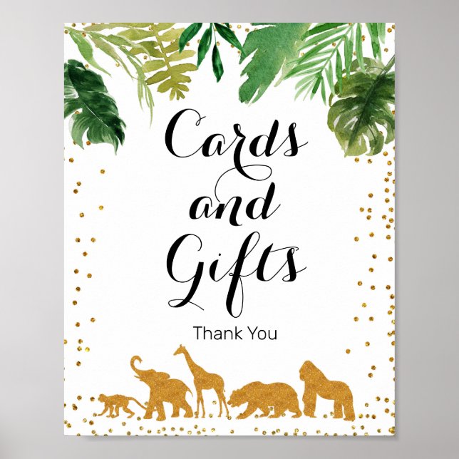 Affiche Symbole de l'animal de safari Gold Watercolor Cart (Devant)