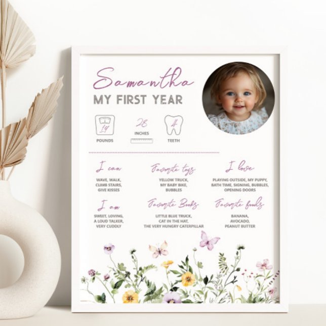 Affiche Symbole de l'étape de la photo du thème fleur sauv (Créateur téléchargé)