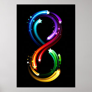 Affiche Symbole de l'infini de comètes arc-en-ciel