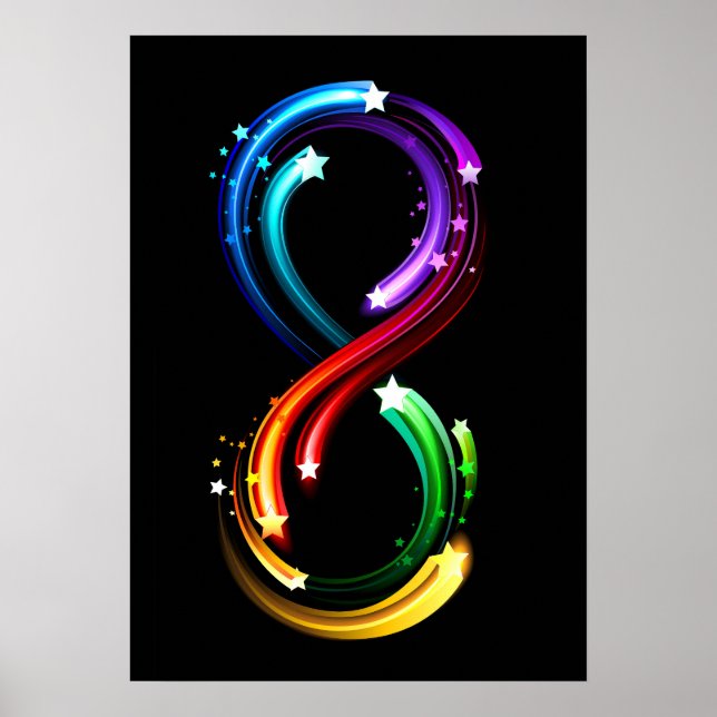 Affiche Symbole de l'infini de comètes arc-en-ciel (Devant)