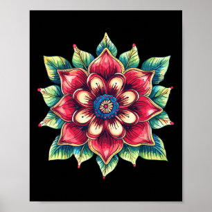 Affiche Symbole de lotus de yoga boho de fleur de mandala