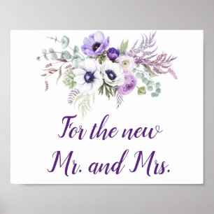 Affiche Symbole de mariage blanc violet Lavande Cartes et