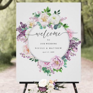 Affiche SYMBOLE DE Mariage DE BIENVENUE Pastel Floral Wrea
