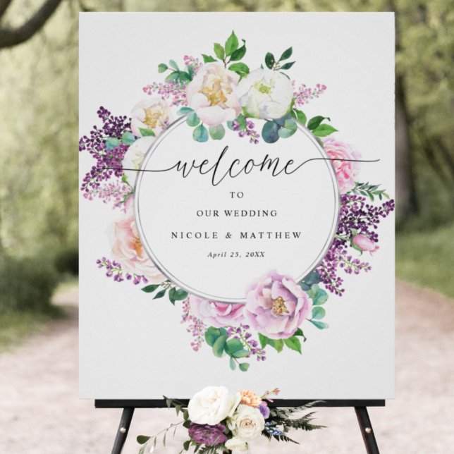 Affiche SYMBOLE DE Mariage DE BIENVENUE Pastel Floral Wrea (Créateur téléchargé)