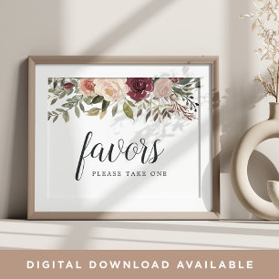 Affiche Symbole de mariage de fleurs rustiques