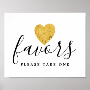 Affiche Symbole de mariage do-it-yourself Gold Foil Coeur 