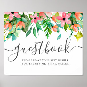 Affiche Symbole de mariage floral tropical personnalisé Li