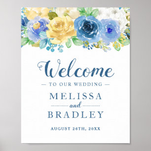 Affiche Symbole de mariage Jaune Bleu Fleuri Jardin Botani