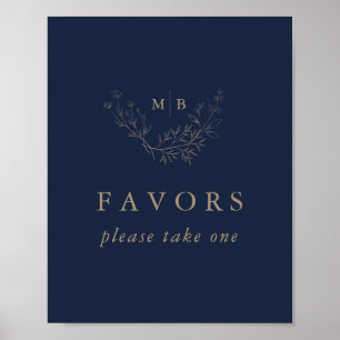 Affiche Symbole de mariage minimal de Monogramme d'or de l