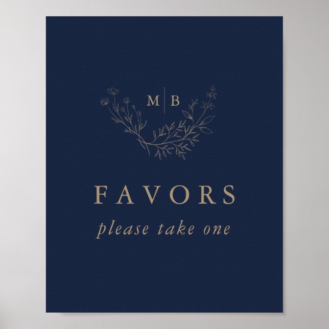 Affiche Symbole de mariage minimal de Monogramme d'or de l (Devant)