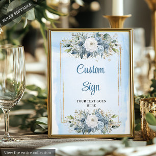 Affiche Symbole de mariage personnalisé Fleurs bleues Dust
