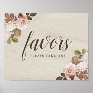 Affiche Symbole de mariage vintage Rose Favor
