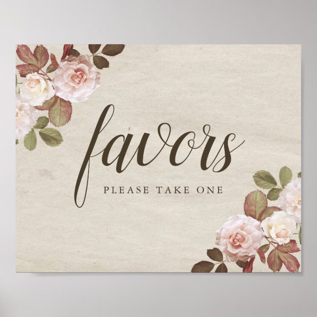 Affiche Symbole de mariage vintage Rose Favor (Devant)