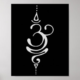 Affiche Symbole de méditation de yoga Om respirer en sansk