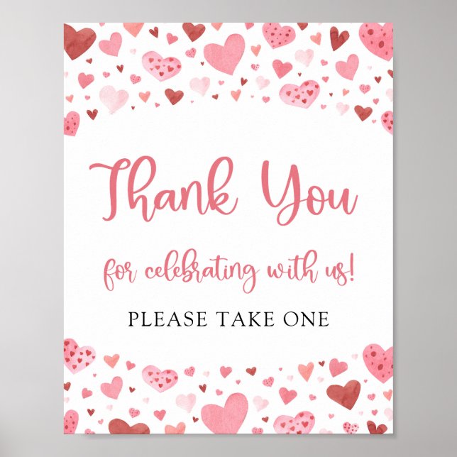 Affiche Symbole de Merci Saint Valentin aux Coeurs rouges  (Devant)