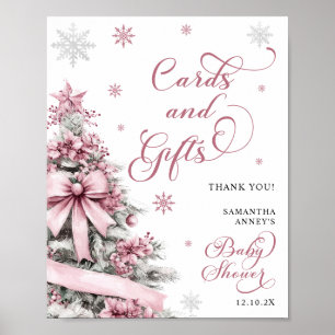 Affiche Symbole de Noël Rose Baby shower Cartes Cadeaux