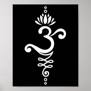 Affiche Symbole de Om Mantra Yoga avec fleur de lotus et U