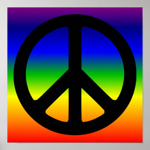 Affiche Symbole de paix arc-en-ciel et noir