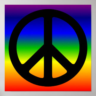 Affiche Symbole de paix arc-en-ciel et noir