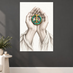 Affiche Symbole de Paix Berceau dans les Mains
