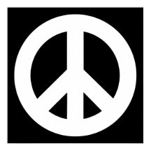 Symbole de paix blanc sur noir