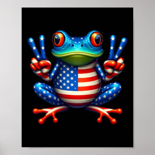 Affiche Symbole de paix de grenouille 4 juillet grenouille