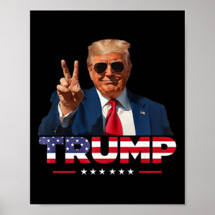 Affiche SYMBOLE DE PAIX DE Trump MAIN Drapeau américain Tr