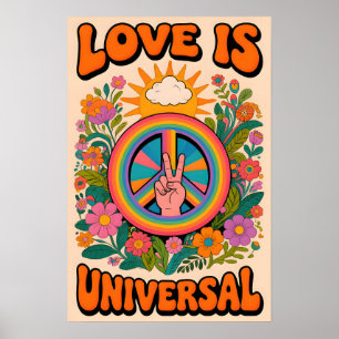 Affiche Symbole de paix des années 70 Pop Art