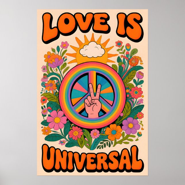 Affiche Symbole de paix des années 70  Pop Art (Devant)