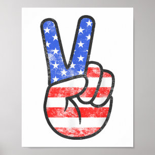 Affiche Symbole de paix du drapeau américain T-shirt quatr