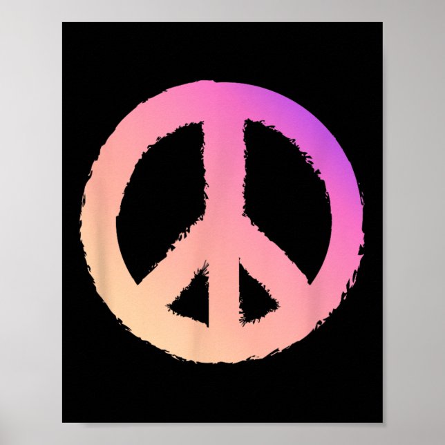 Affiche Symbole de Paix Gradient Couleur Fade Pacifist Pea (Devant)