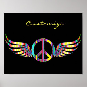 Affiche Symbole de paix hippie à ailes Thunder_Cove