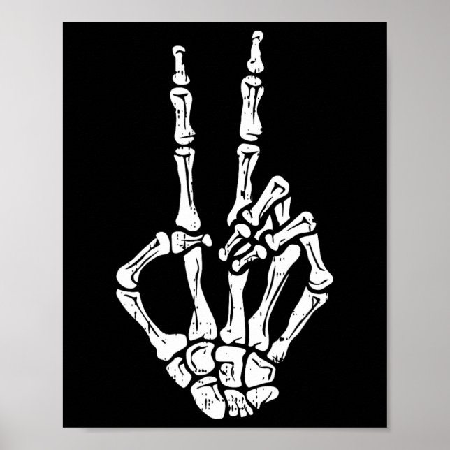 Affiche SYMBOLE DE PAIX MAIN Squelette Os Costume Hallowee (Devant)