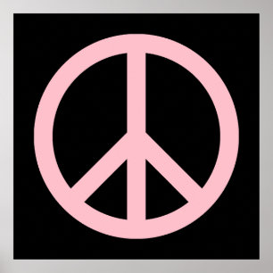 Affiche Symbole de paix rose et noir