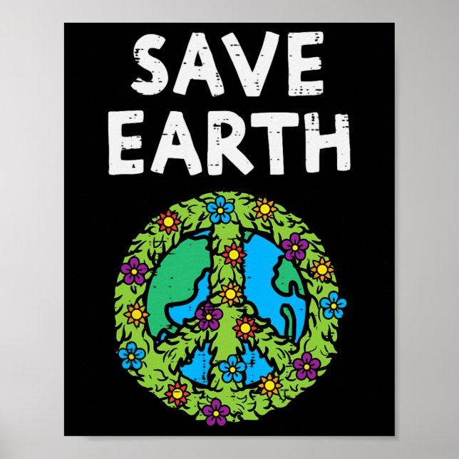 Affiche Symbole de paix Save Earth - Fleurs De l'environne (Devant)