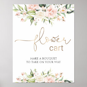 Affiche Symbole de Panier à fleurs blanches et vertes
