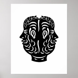 Affiche Symbole de pièce antique romaine à double tête de 