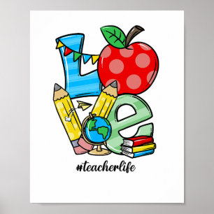 Affiche Symbole de pomme d'amour d'enseignement de l'ensei