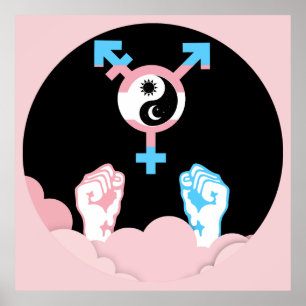 Affiche Symbole de pouvoir et d'équilibre Soleil et Lune S