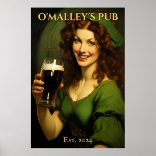 Affiche Symbole de pub irlandais personnalisé   Saint Patr
