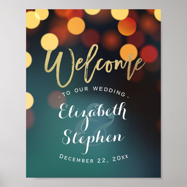 Affiche Symbole de réception de mariage turquoise Gold Bok (Devant)