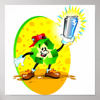 Affiche Symbole de recyclage Animé avec boîte en aluminium