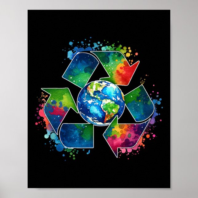 Affiche Symbole de recyclage avec la Terre support Jour de (Devant)