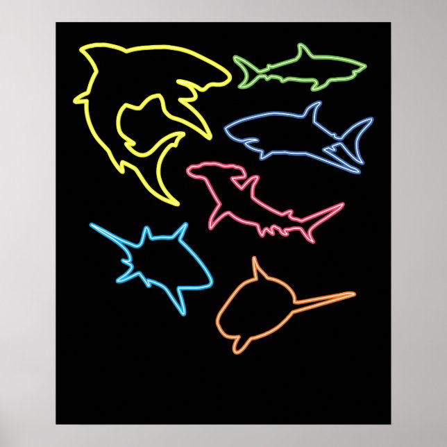 Affiche Symbole de requin - Cadeaux adorés de requins mign (Devant)