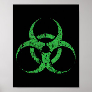 Affiche Symbole de risque biologique Vintage vert drôle Ha